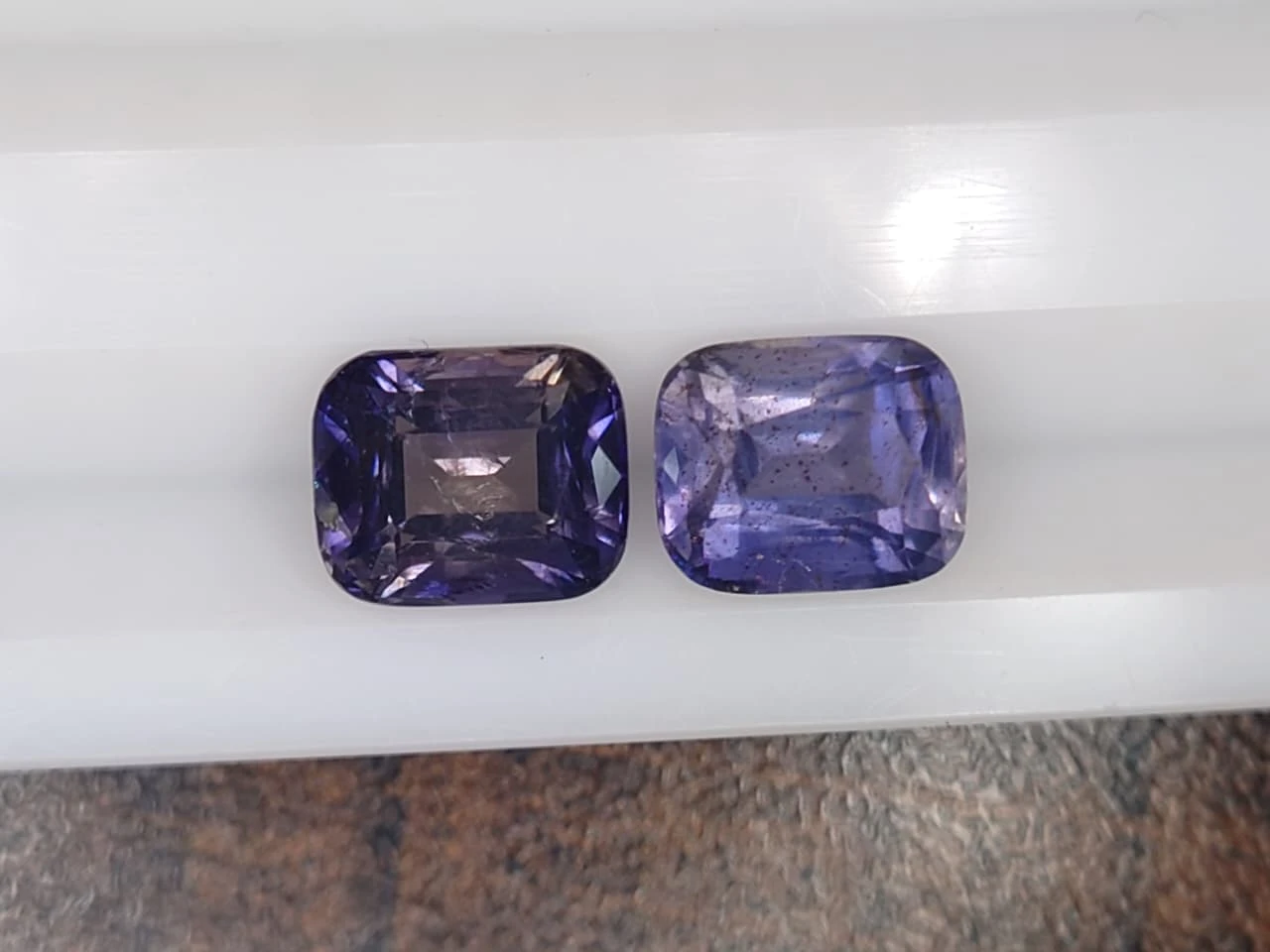 2.9ct Natural Reverse Pair Cushion Faceted Iolite Pair from Madagascar — view 2